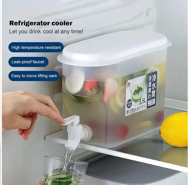 3L Refrigerator Water Jug with Faucet – Plastic Juice & Cold Drink Dispenser